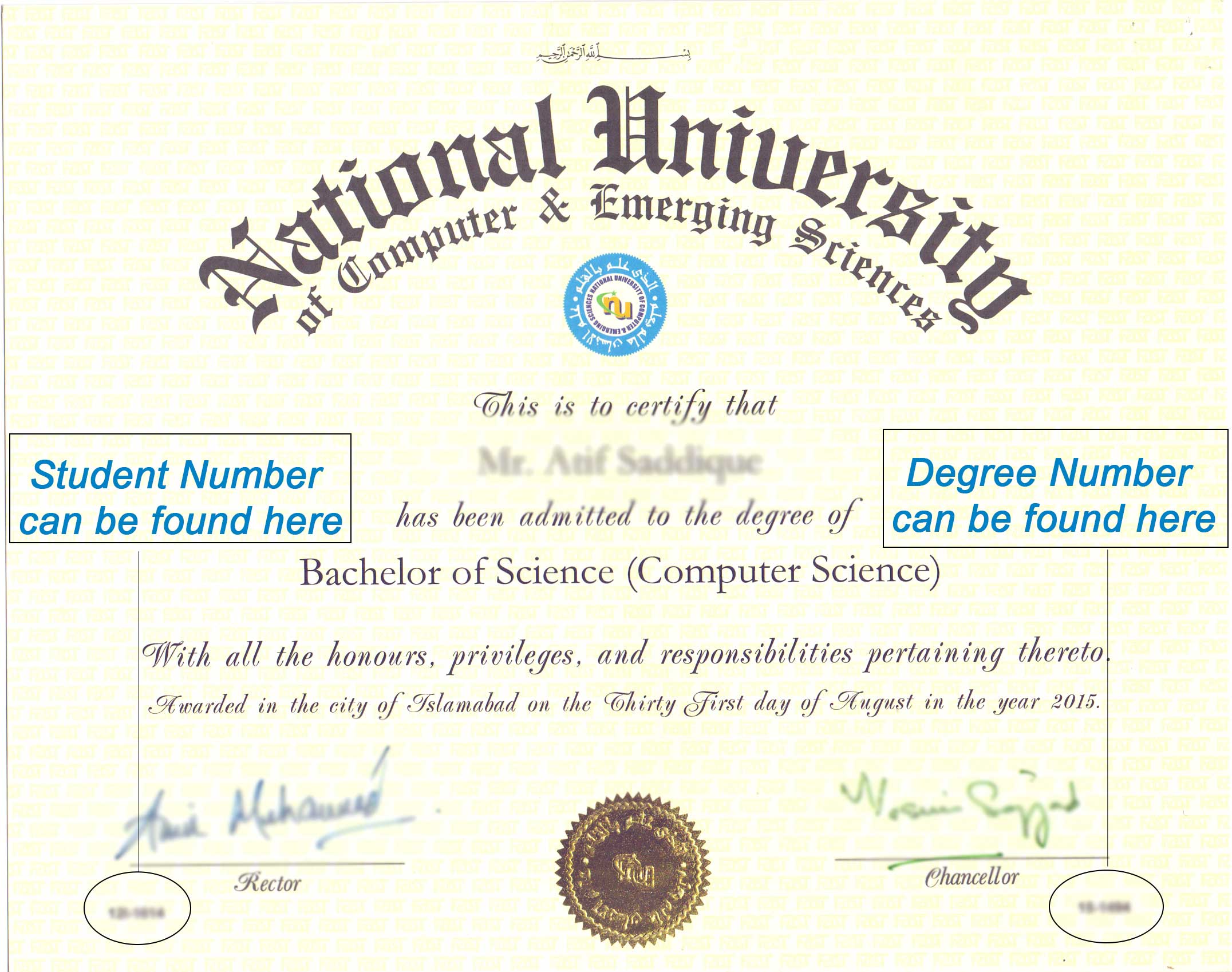 university degree certificate